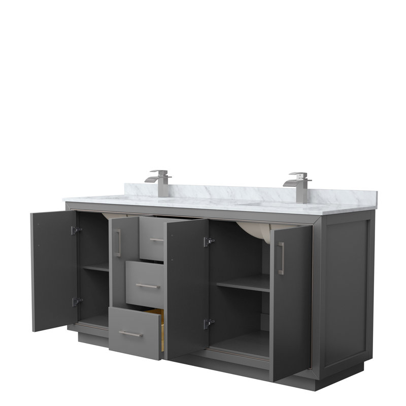 Icon 72" Double Bathroom Vanity Set, Dark Gray, Matte Black, 72"