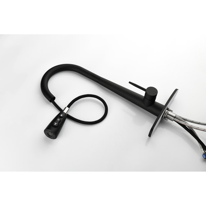 Fingerprint Matte Black Kitchen Faucet, Pull Down , Single Hole Deck Mount, Simple Installation And Use Faucets With Out Black, Mounted, Handle, Easy Operation