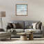 «Subtle Coastal Abstraction», art mural encadré noir sur toile flottante, design par J: L Design-1360088610-1360088608