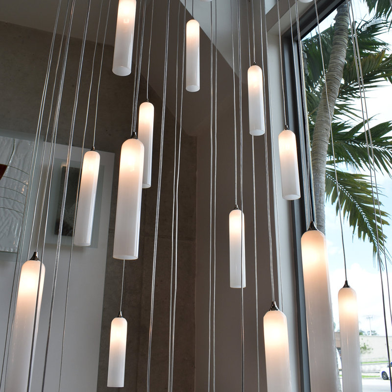 Opal Candle 19 - Light Cluster Pendant, 78" H x 36" W x 14" D, White