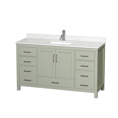 Sheffield 60" Freestanding Single Bathroom Vanity with Quartz Top