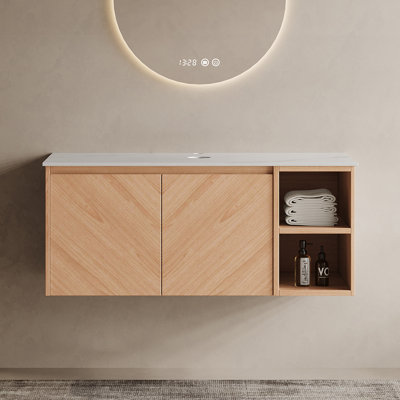 Armoire de salle de bain murale 36 po en noyer avec comptoir, sans lavabo