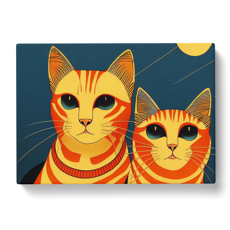Two Art Deco Cats Vol.2 - Wrapped Canvas, 40cm H x 60cm W x 3cm D