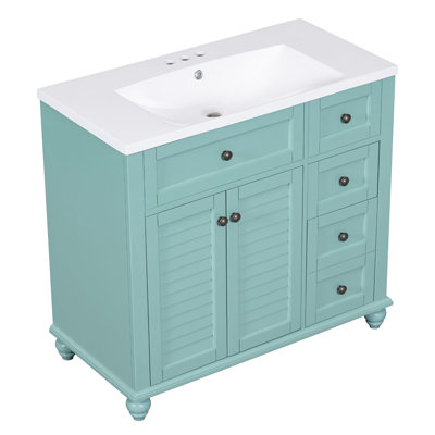 Ensemble de meuble-lavabo simple 36,01 po avec plateau en bois manufacturé Eardie