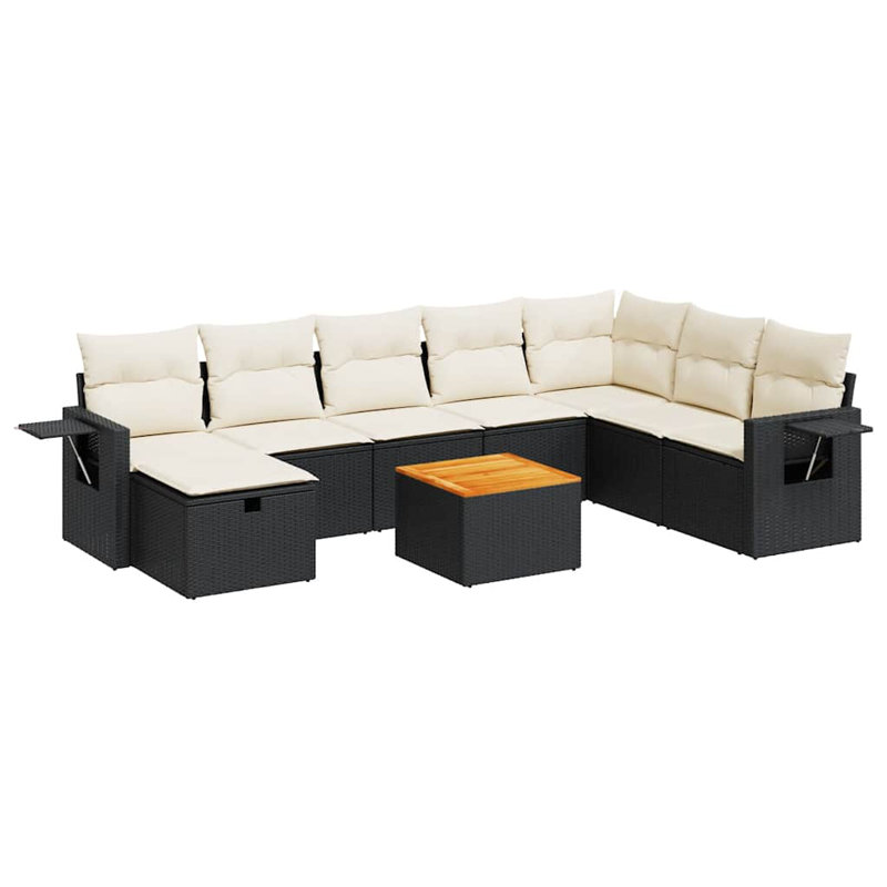 Ensemble de canapé de jardin Vidaxl noir, blanc crème