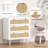 Claymore 3-Drawer Dresser Drawer Chest of Dresser Wood Rattan Dresser for bedroom-694588797