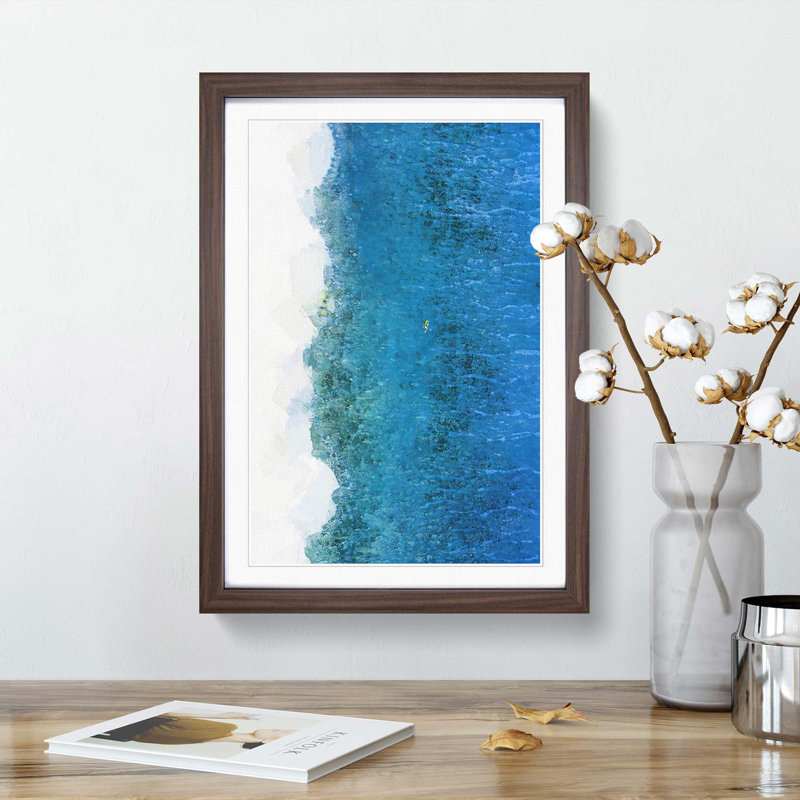 Aerial View of a Maldives Beach in Abstract - Picture Frame Graphic Art Print, 48cm H x 36cm W x 2cm D, Walnut Framed