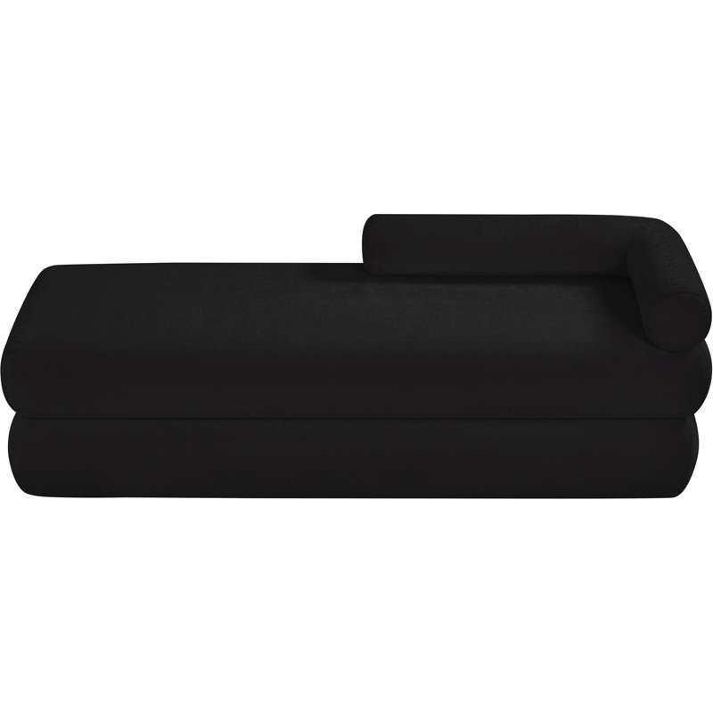 Banc rembourré en chenille Kennedy, Tissu chenille noir