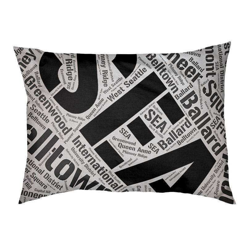 Coussin de chien « districts », Très grand (H 17 po x l 50 po x P 40 po), Noir, Seattle