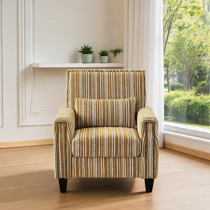 Chaise avec accoudoirs rembourrée Modern, Jaune / Blanc