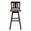 De 2 chaises de hauteur pub, bois d'hévéa massif, gris et noir patiné, pivotant à 360 °, dossier à lattes verticales pour la salle à manger, 2 chaises pivotantes grises / noires, mobilier rustique-903546614-903546611
