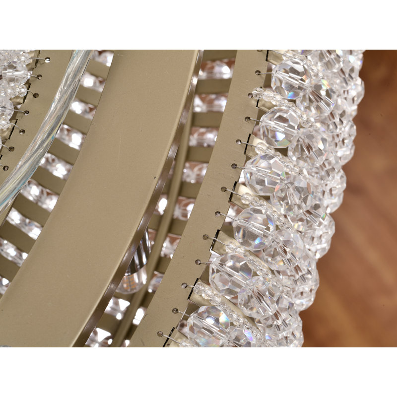 Lustre en cristal doré champagne Krista Glam - 2 options de taille (16 lumières / 24 lumières), luminaire à intensité variable G9 avec fil réglable