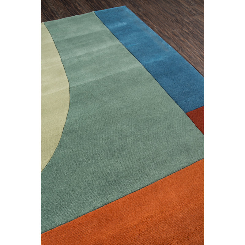 New Wave Hand Woven Wool Geometric Area Rug, Rectangle 5'3" x 8'