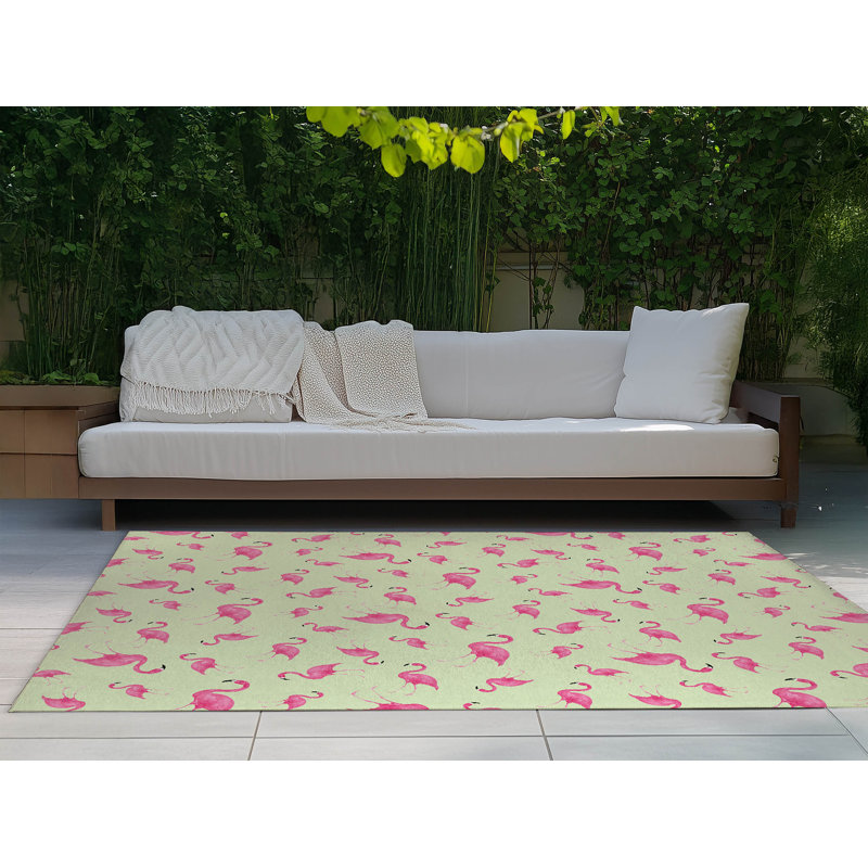 Tapis d'extérieur Summer Flamingo, Rectangulaire 8 pi x 10 pi