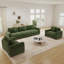 Canapé d'angle modulaire Cloud surdimensionné, 3 places de 330 cm + deux fauteuils individuels de 138 cm, larges accoudoirs robustes, velours côtelé texturé rayé, assise profonde, design ergonomique, grand espace de vie, vert-1173715769