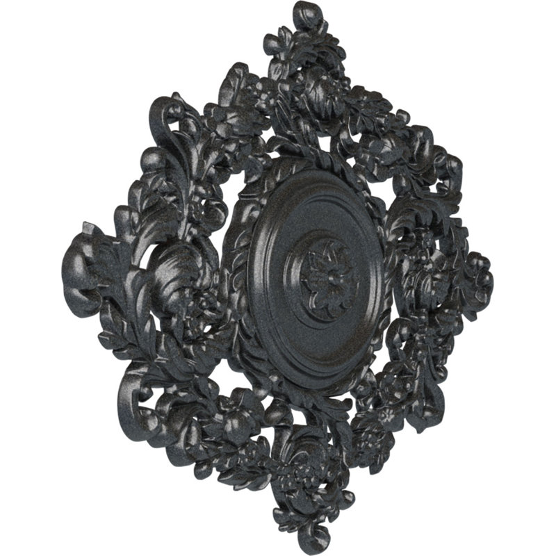 Médaillon de plafond Endurathane Katheryn, l 22 1/2 po x H 30 3/8 po x P 1 1/2 po, fini étain peint à la main, Étain