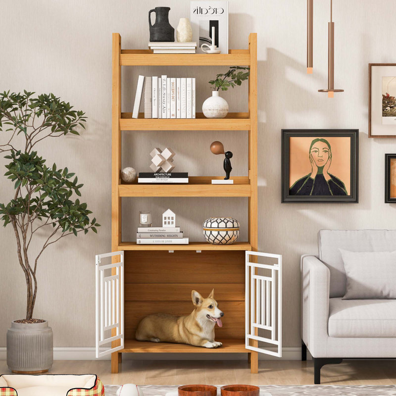 Versatile Pet-Friendly Ladder Bookcase with Stylish Storage Options