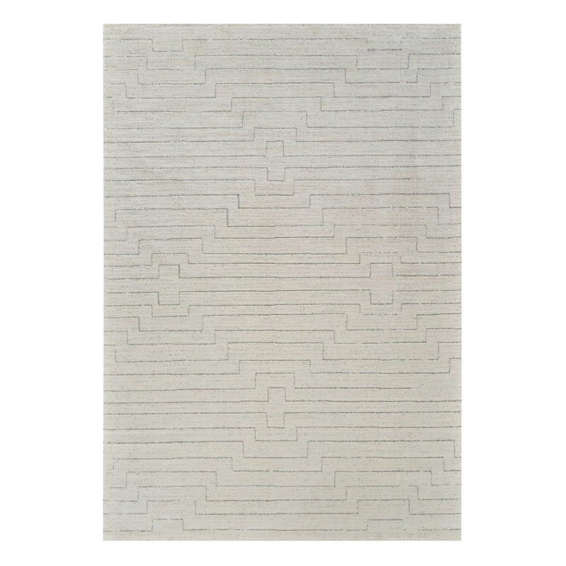 Tapis crème et beige à motif abstrait délavé 5 pi x 8 pi