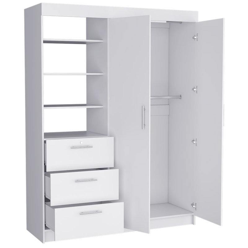 Commode combinée 59 po à trois tiroirs blancs