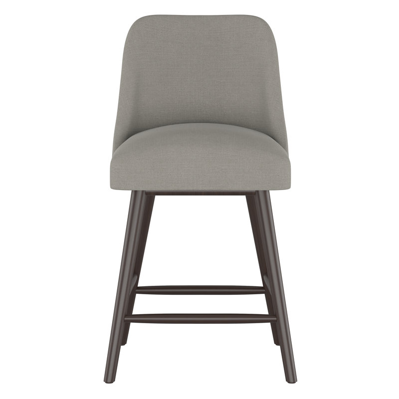Tabouret Gallie, Espresso, Tabouret de comptoir (siège d'une hauteur de 27 p, Lin classique gris