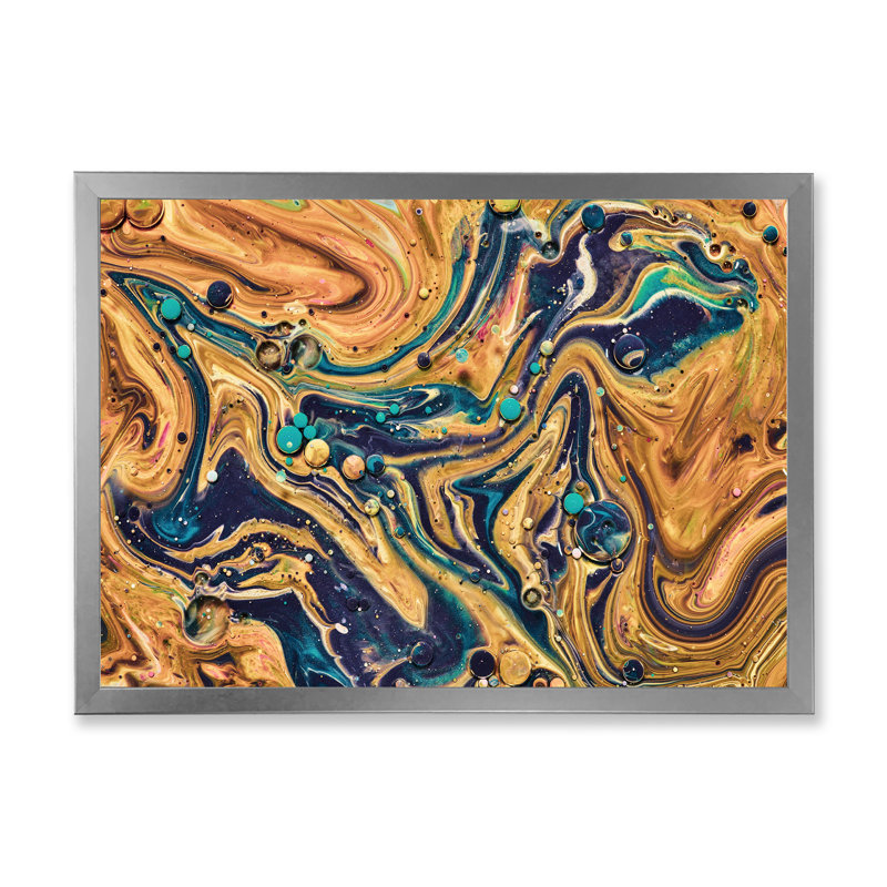 «Brown and Blue Acrylique», reproduction d'art moderne et contemporaine sur toile, Impression argent sur toile encadrée