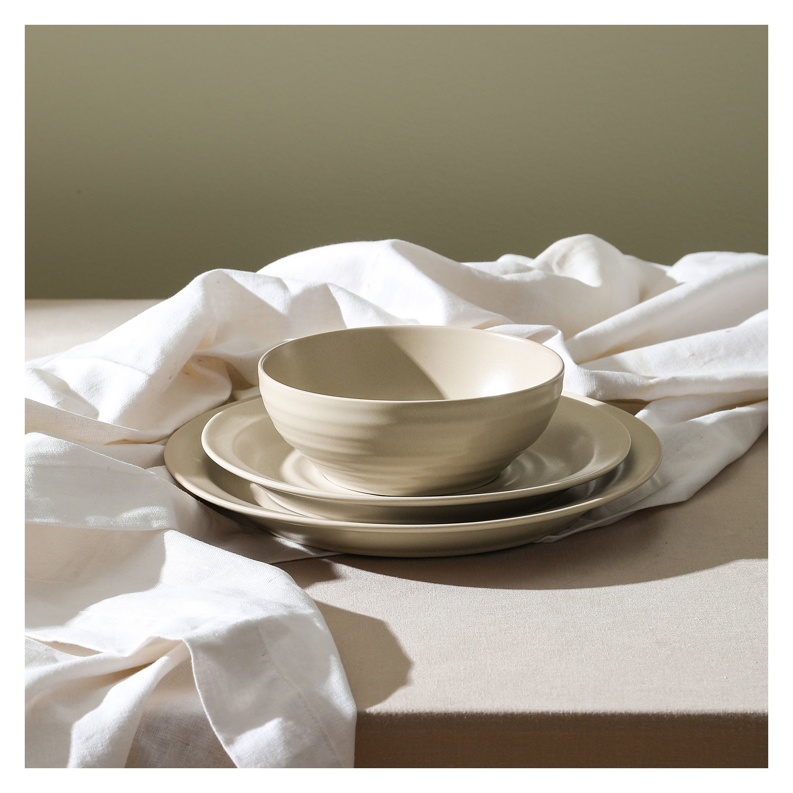 Stone Lain Orbit 12-Piece Dinnerware Set Stoneware, Beige
