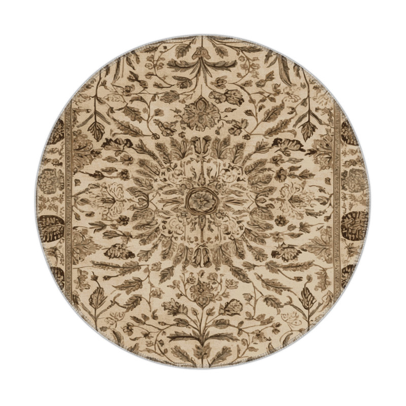 Tapis d'intérieur et d'extérieur brun Nature, Rond 5 pi