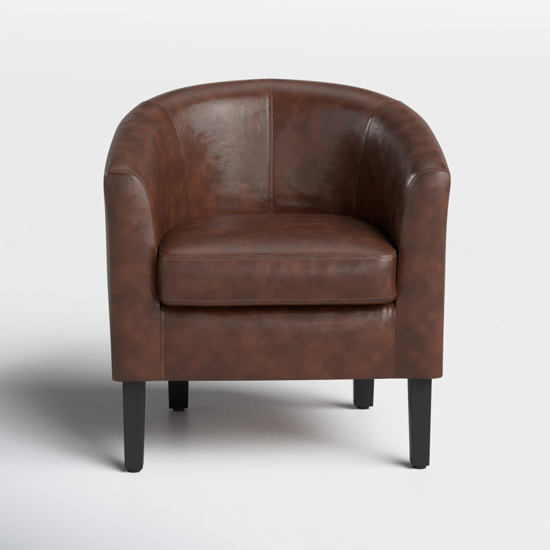 Fauteuil demi-tonneau de 26,77 po Munson, Similicuir caramel