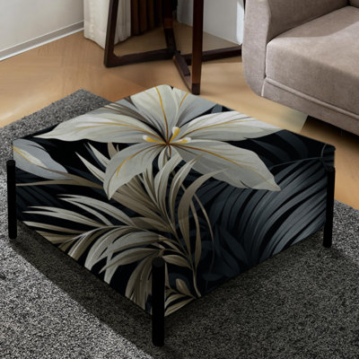 Miroir monochrome à motif tropical - Grand repose-pieds carré tropical