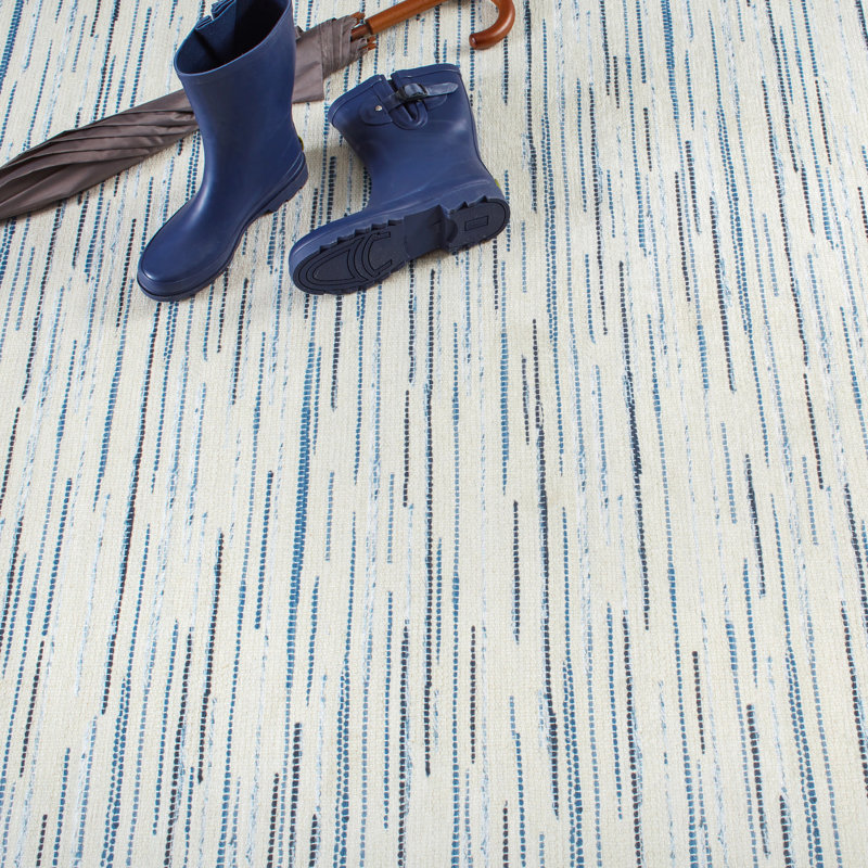 Elwood Blue Machine Washable Rug, Rectangle 8'6" x 11'6"