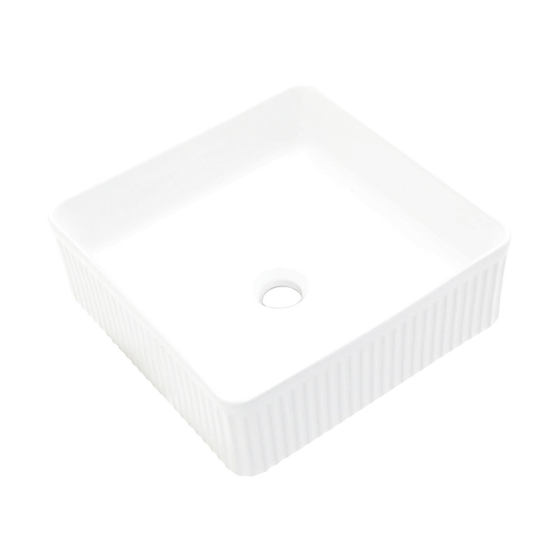 Lavabo de salle de bain vasque carré en céramique 15,69 "x 15,69" blanc