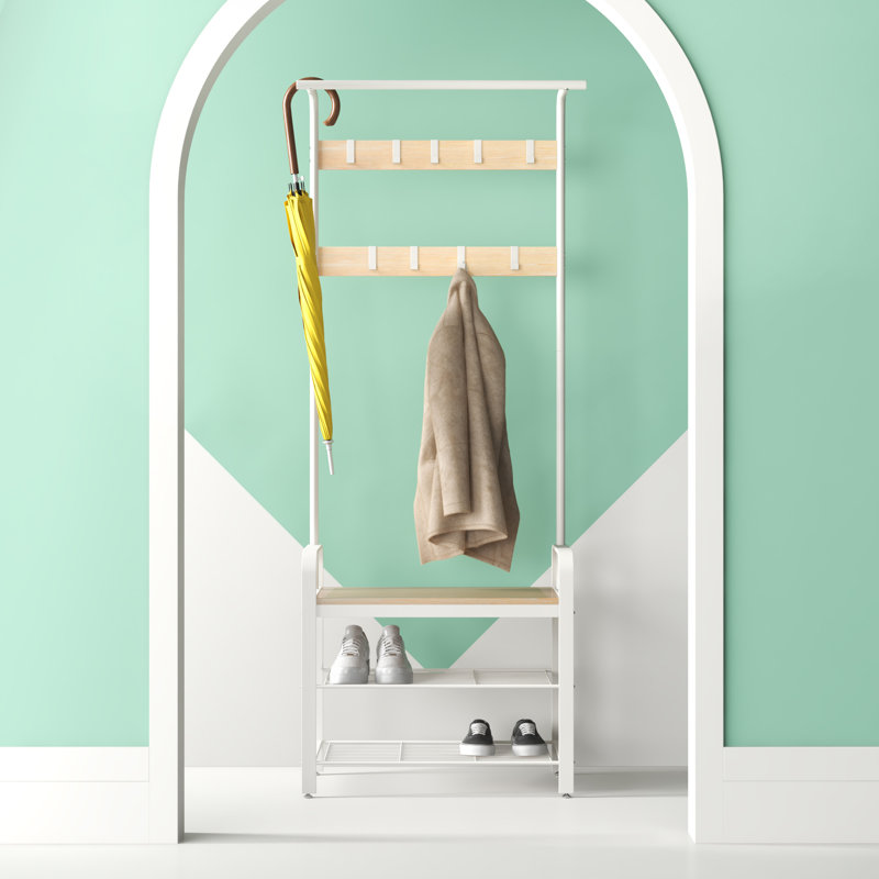 Hat and Coat Hallway Unit, Natural/White