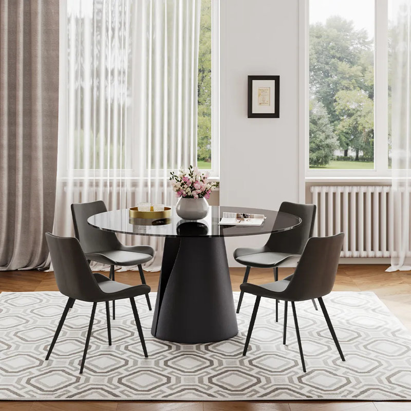 Table de salle à manger Suzzie, H 29,53 po x L 47,24 po x l 47,24 po, Noir, Gris
