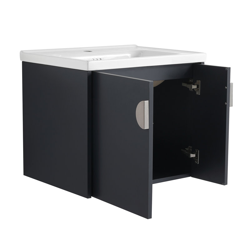 Yohandry - Meuble-lavabo de 24 po avec lavabo, Noir