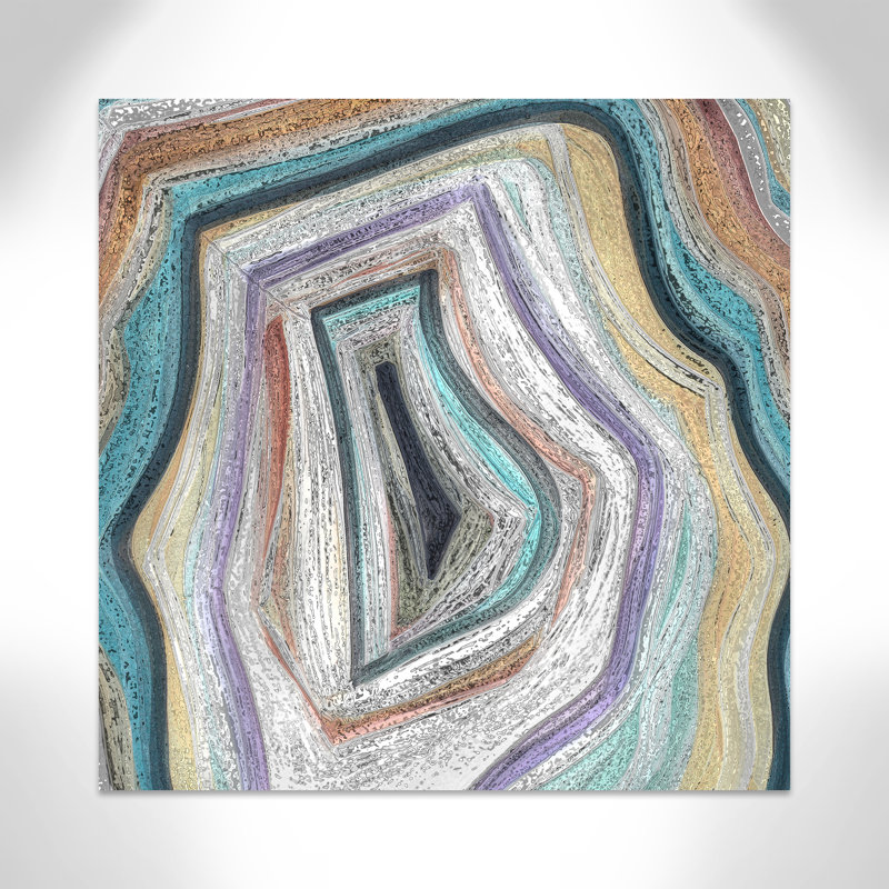Agate moderne bleu sarcelle - peinture, Toile tendue, H 45 po x l 45 po x P 1,38 po