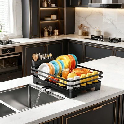 Dish Drying Rack Space Saving for Kitchen Counter, Stainless Steel Dish Drainer