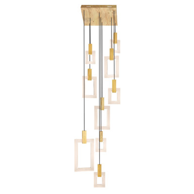 Luminaire suspendu rectangulaire en grappe 9 lumières Bakari