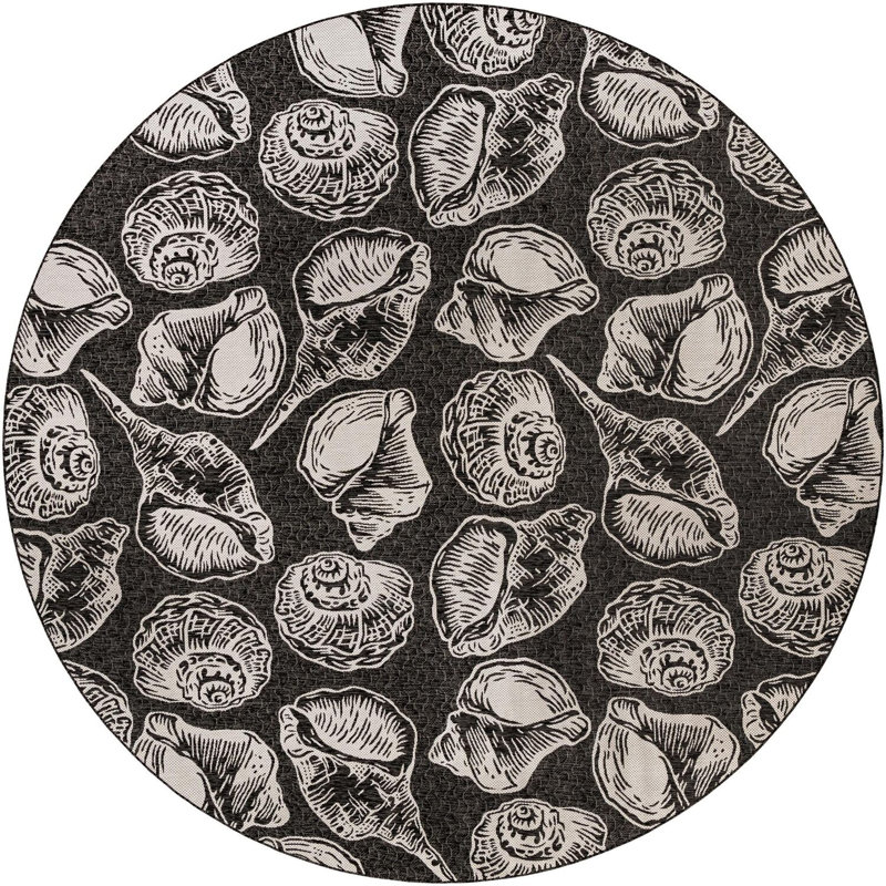 Tapis noir et blanc Contemporary, Carré 13 pi 1 po