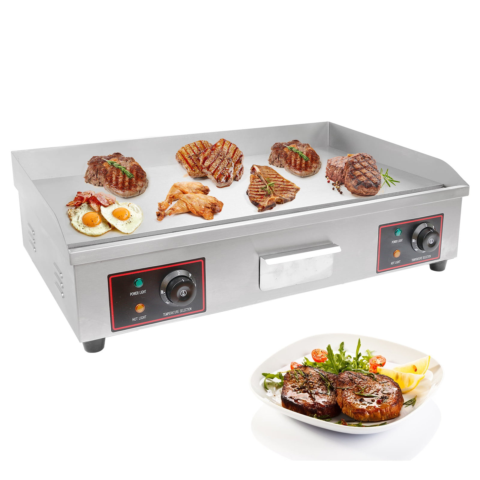 WeChef 2500W 24 Electric Countertop Griddle Flat Top Commercial Restaurant  BBQ Grill