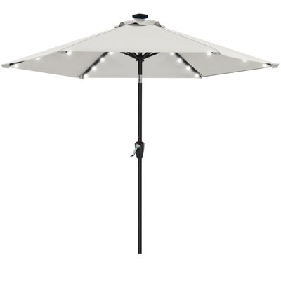 Cutshall Market Umbrella with Solar LED Lights, Tilt and Crank Lift