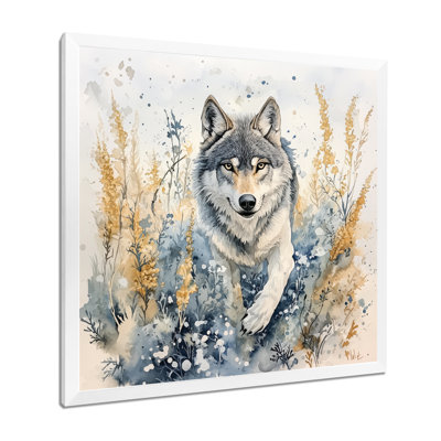 Loup qui court dans la prairie II - Décoration murale loup
