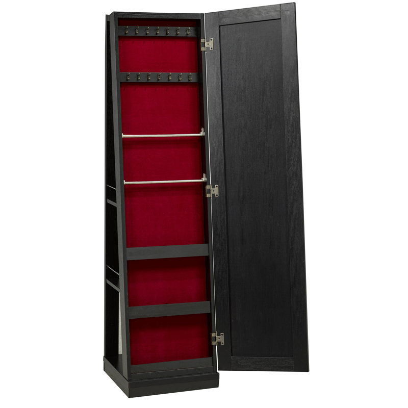 Armoire à bijoux avec miroir, noir, Noir