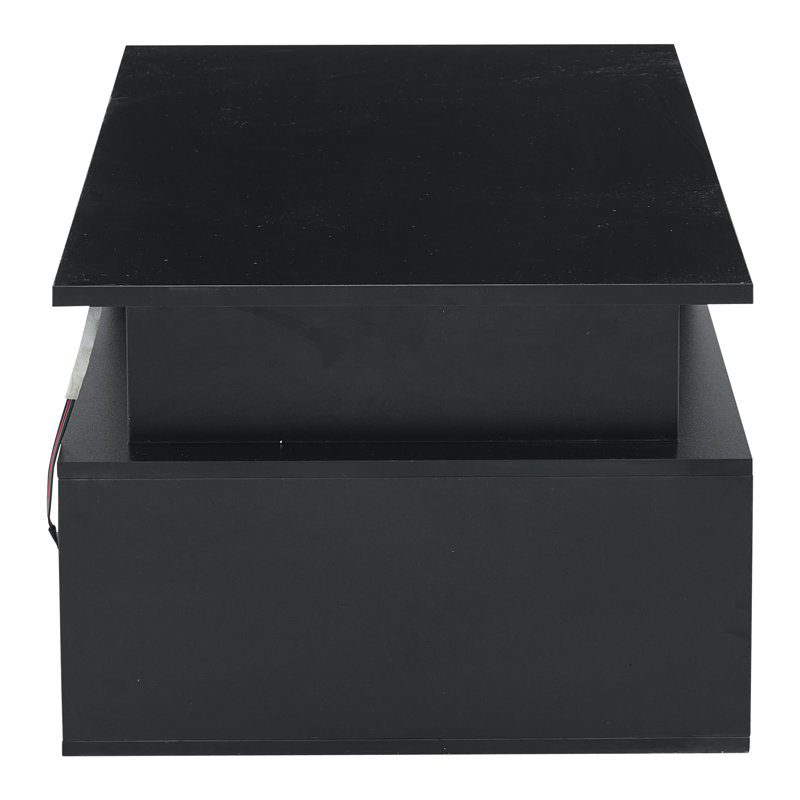 Pedestal Coffee Table with Storage, Black