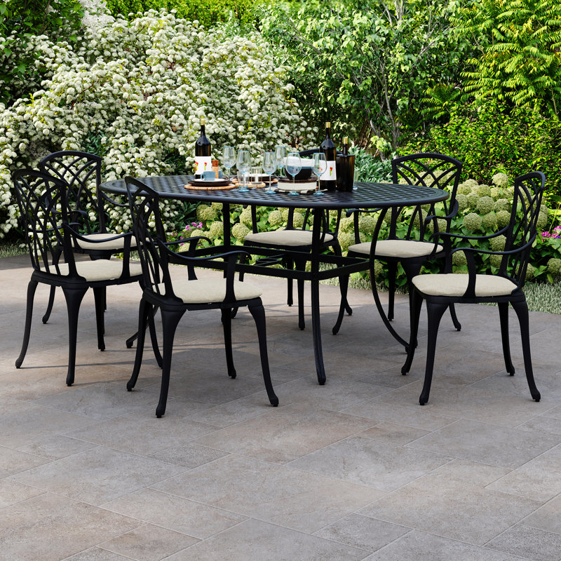 Dante 6 - Person Patio Dining Set with Oval Table , Cushions Included