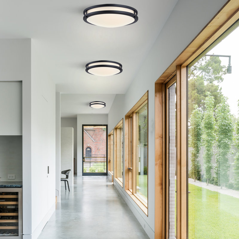 Hanz Selectable LED 2700K, 3000K,3500K, 4000K, 5000K Flush Mount Ceiling Light, 3.3" H x 15.8" W x 15.8" D, Matte Black
