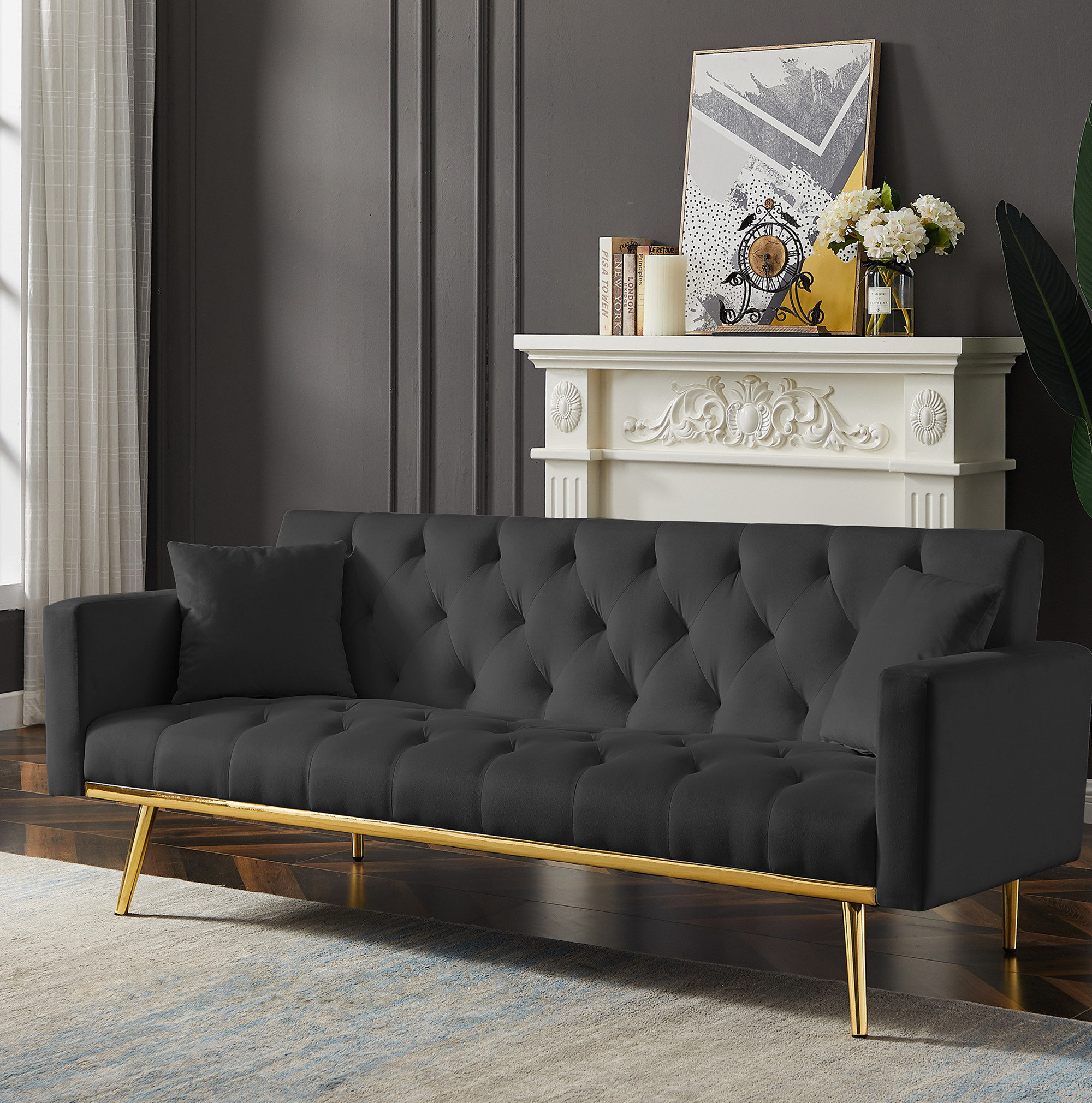 Builddecor Convertible Foldg Futon Sofa Bed Modern Sofa Living Room