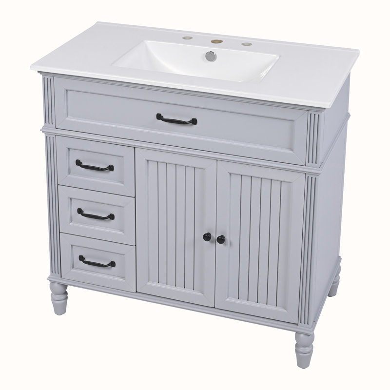Meuble-lavabo avec lavabo et armoire avec tiroirs, Noir, noir, noir, noir, Gris
