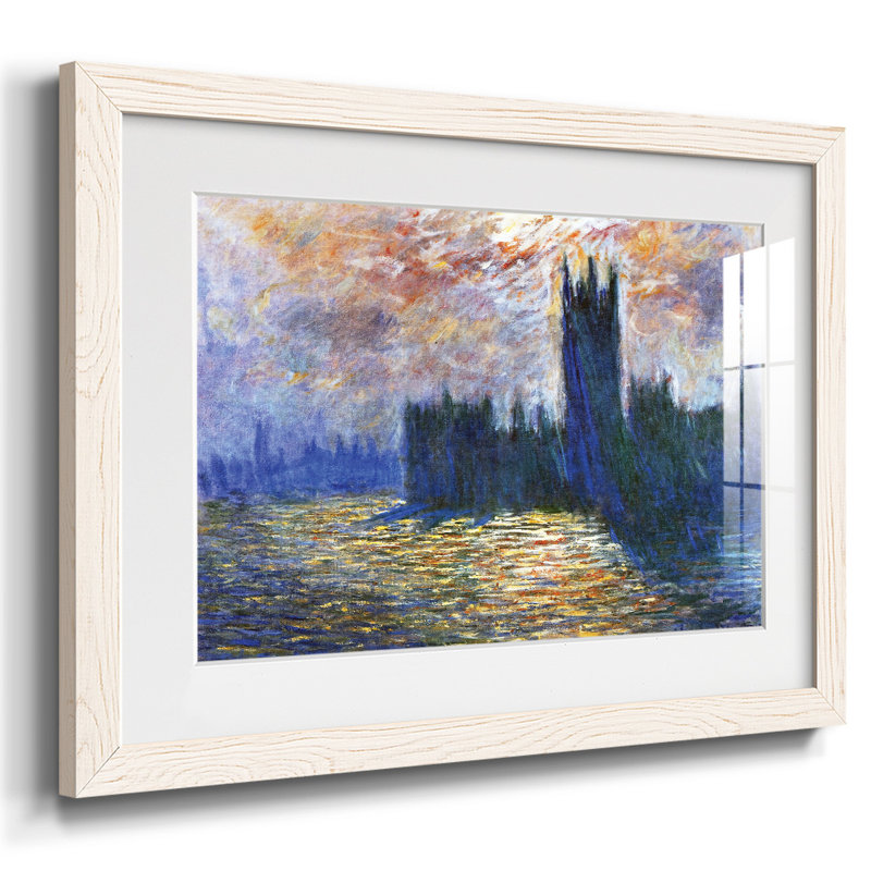Maisons du Parlement, reflet de la Tamise, 1900 - reproduction d'un seul cadre, Blanc, H 14 po x l 20 po