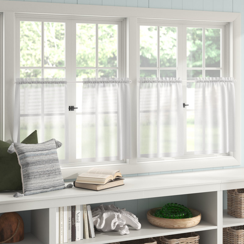 Sheer Curtain Panel Pair, White, 26" W x 24" L