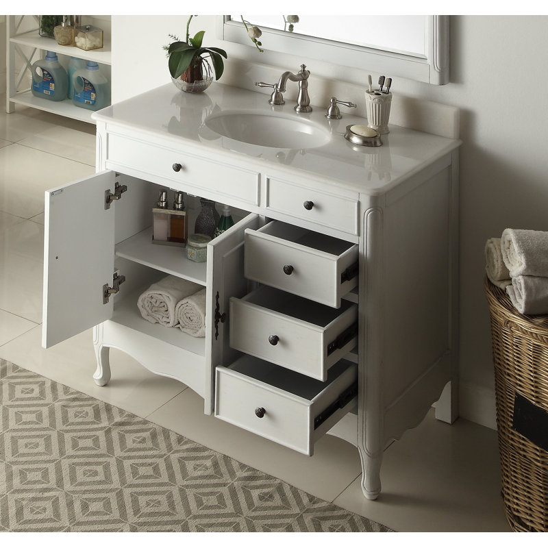 Ensemble de meuble-lavabo simple 38 po Medina, Blanc vieilli